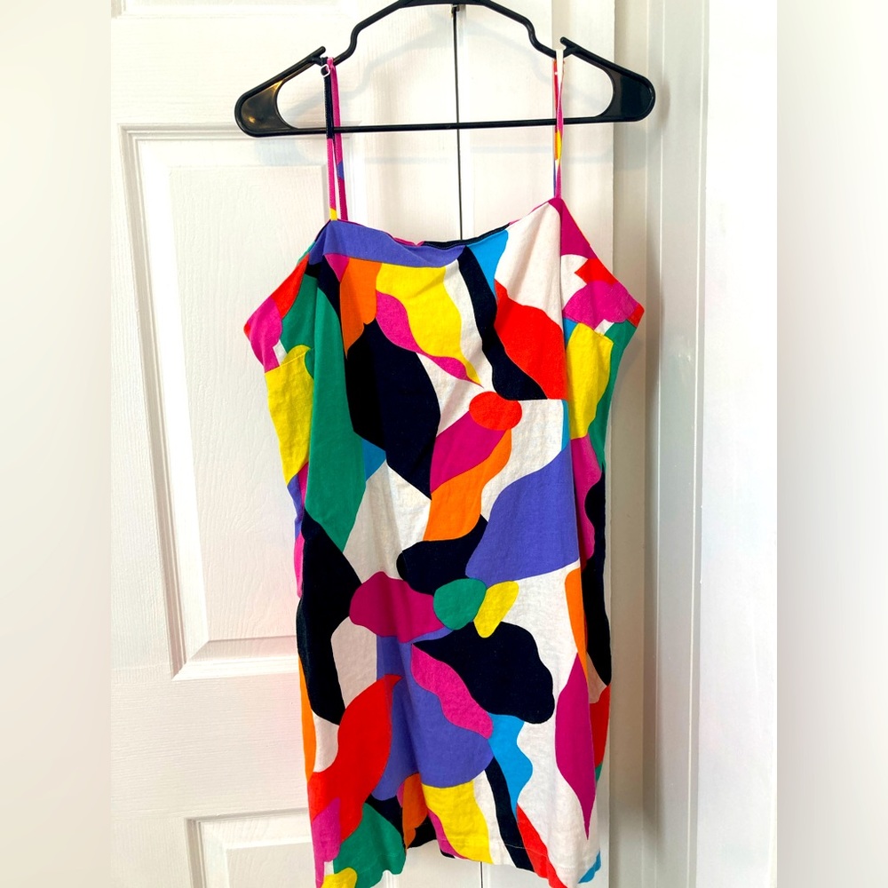 A New Day Abstract Print Linen Dress XL